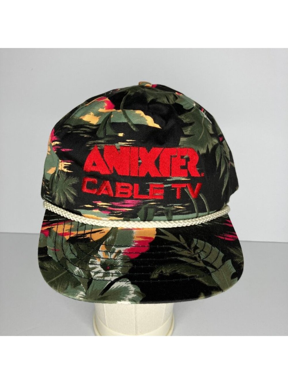 Vtg 1980s Anixter Cable TV Hawaiian Print Hat Snapback Cap Telecommunications